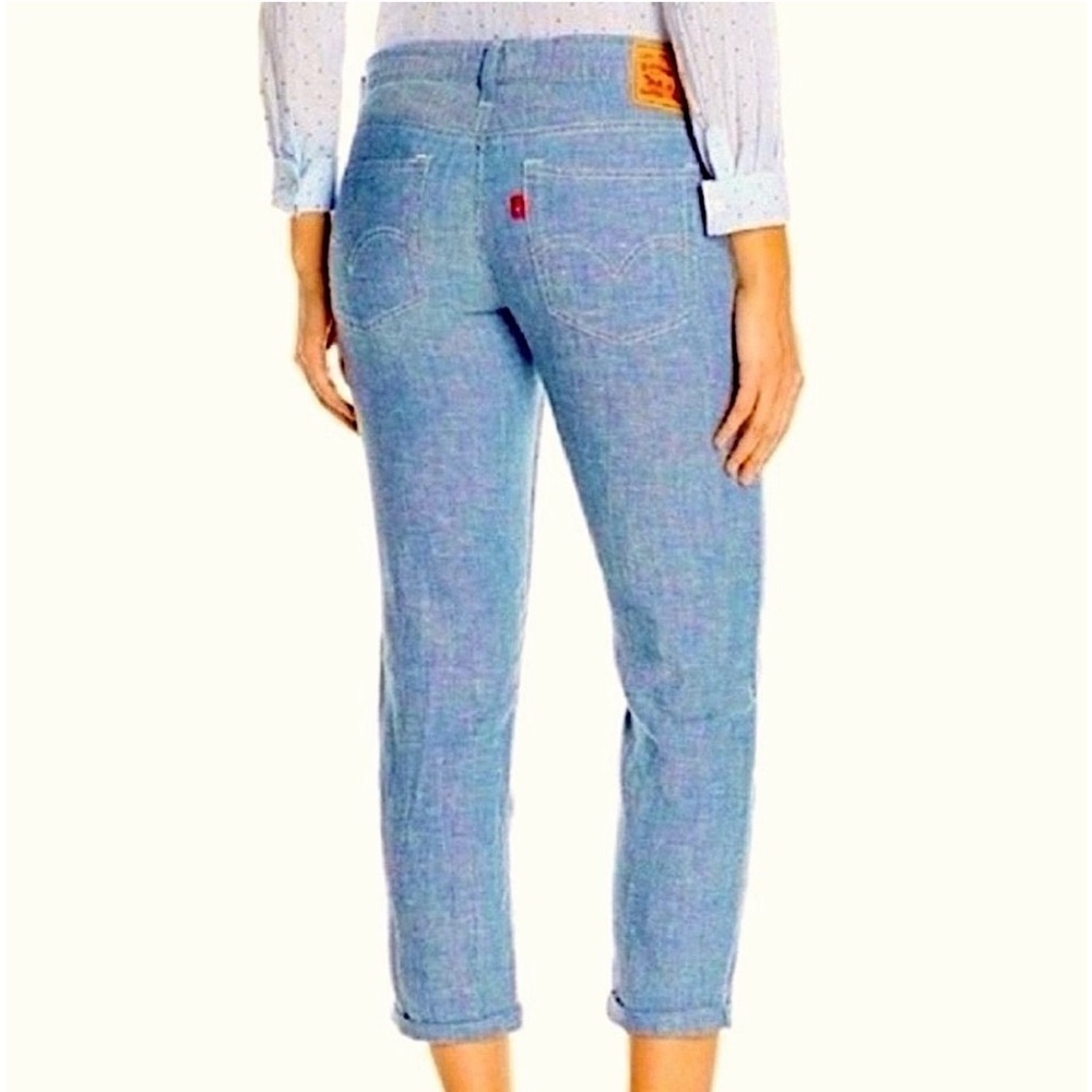 Rare Linen LEVIS Jeans BOYFRIEND Relax Fit Soft Blue Lightweight Size 30
